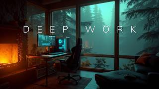 Ambient music for productivity | Deep work music for focus | Calm forest cabin atmosphere