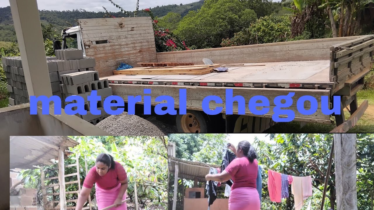 Terminando a limpeza do quintal ,material chegou. 