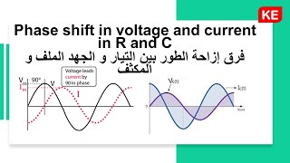 Phase shift in voltage and current in R and C |فرق إزاحة الطور بين التيار و الجهد في الملف و المكثف