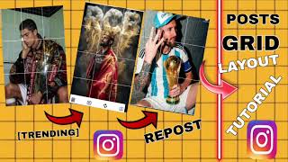 HOW to create  😱Instagram Viral Posts Grid Layout Tutorial | Ronaldo Repost Feed Kaise Banaye 🤯