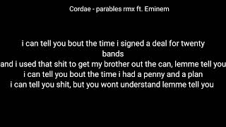 Cordae - parables Remix ft Eminem( official lyric video)