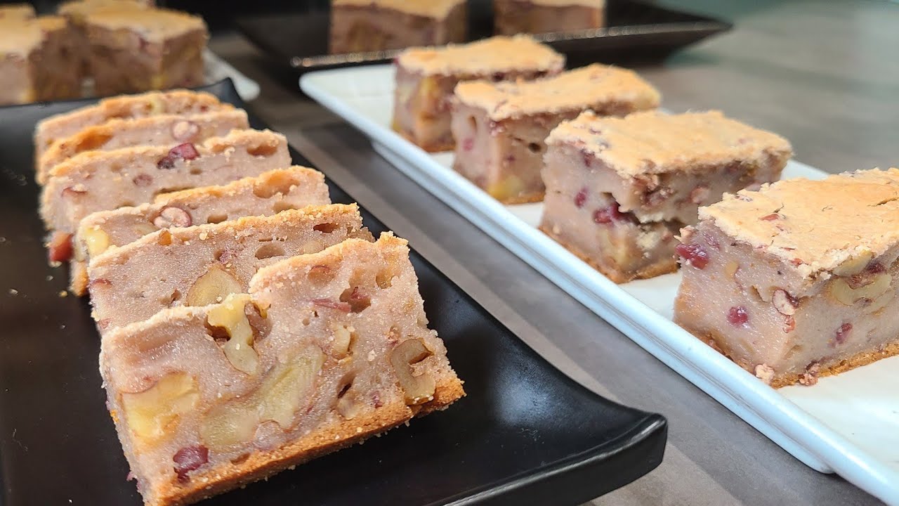 Baked Red Bean Mochi Cake Walnut Red Bean Rice Cake 核桃红豆年糕 烤年糕