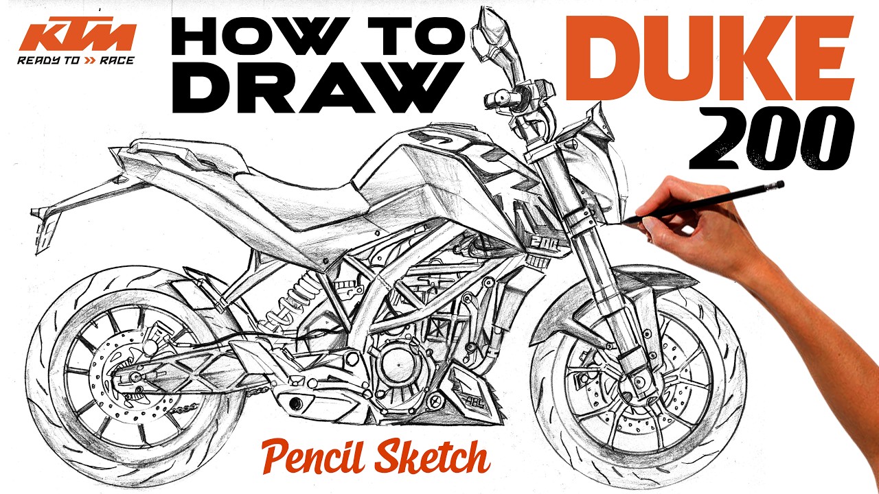 DUKE 200 DRAWING // HOW TO DRAW BIKE // KTM DUKE 200 OLD MODEL - YouTube