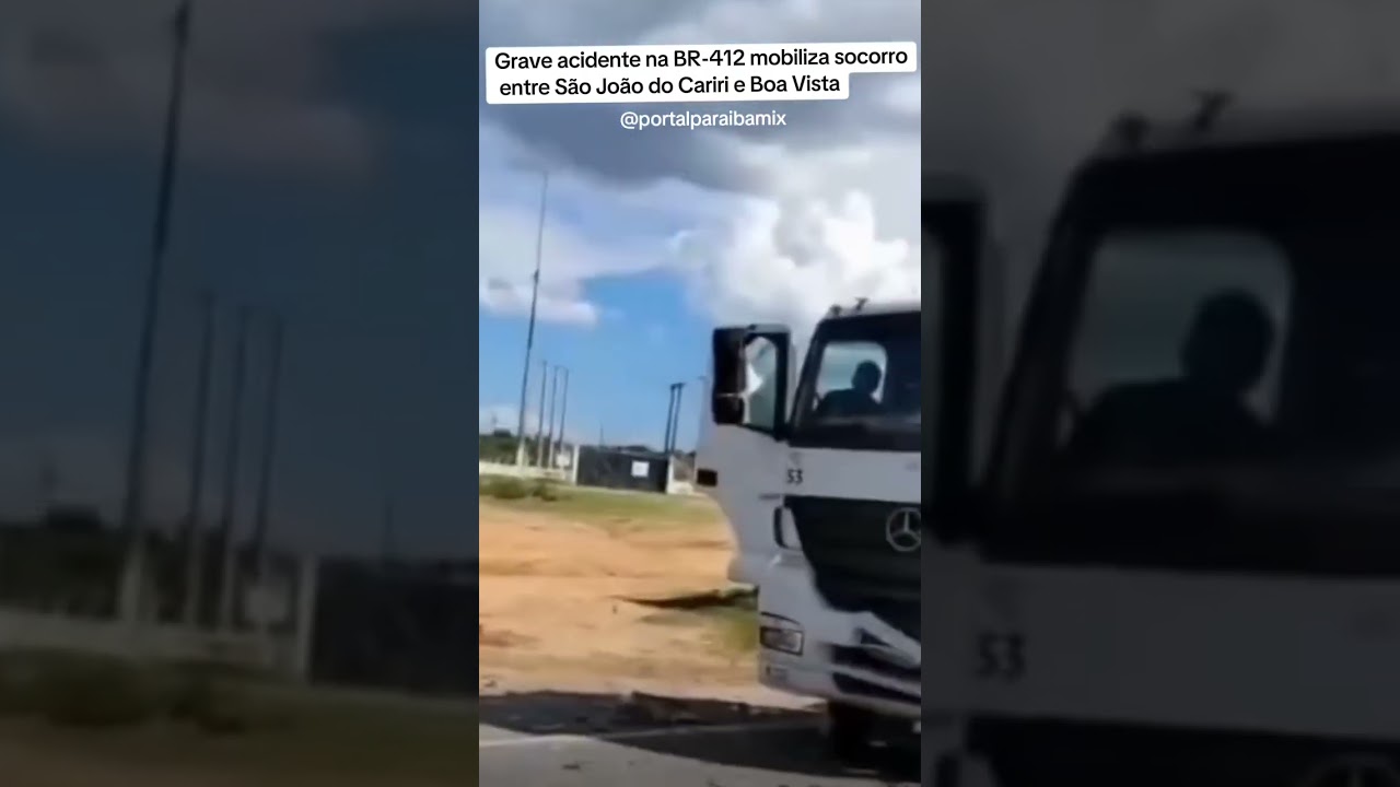 Grave acidente na BR-412 mobiliza socorro entre São João do Cariri e Boa Vista