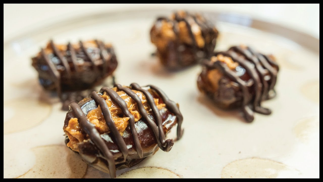 Peanut Butter Stuffed Dates With Chocolate | Vegan Snickers Bar Recipe | Le Bon Baker