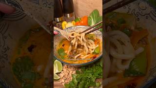 COCONUT CURRY UDON WITH CRISPY BEEF 🙂‍↕️🤤❤️‍🔥