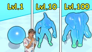 A BOLA PEGAJOSA SE TRANSFORMOU EM VÁRIOS ANIMAIS DE GELATINA! - Blob Animal Fight (jogos de celular) screenshot 5