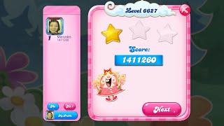 Candy Crush Saga Level 6627   |   1-Star ⭐   |   ONE TRY   |   Score: 1,411,260       |   With TIPS screenshot 5