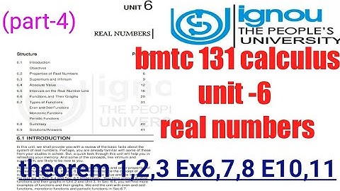 (V-33)ignou bscg mathematics bmtc 131 calculus unit-6 real numbers#ignou#realnumbers #absolutevalue