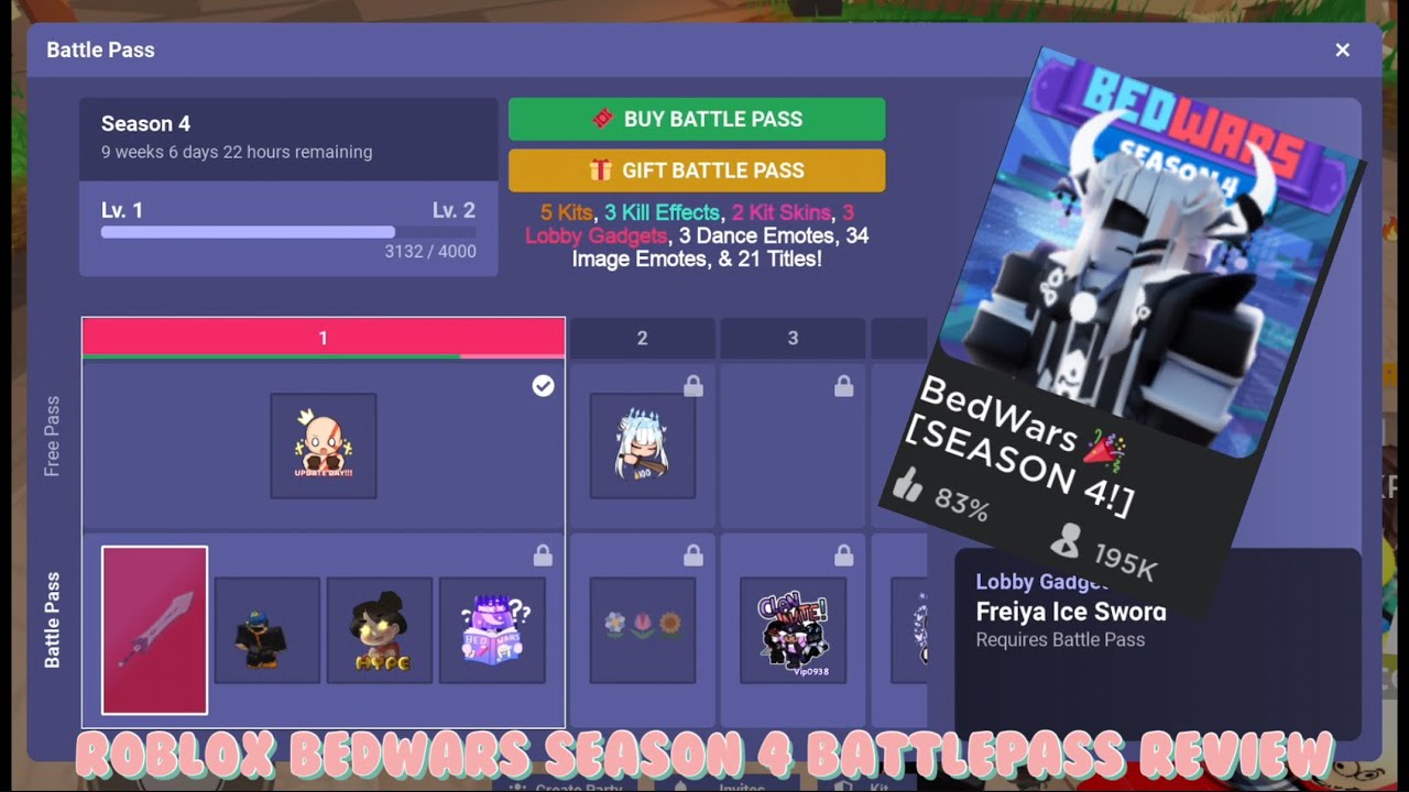 AndersonPlays Roblox BedWars 🎉 [SEASON 4!] - New Battle Pass Season 4  Update