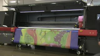 Lorry side curtain printing with skip white