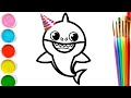 Bolalar uchun akula chizish / Drawing Baby Shark with song for kids / Рисуем бейби шарк для детей