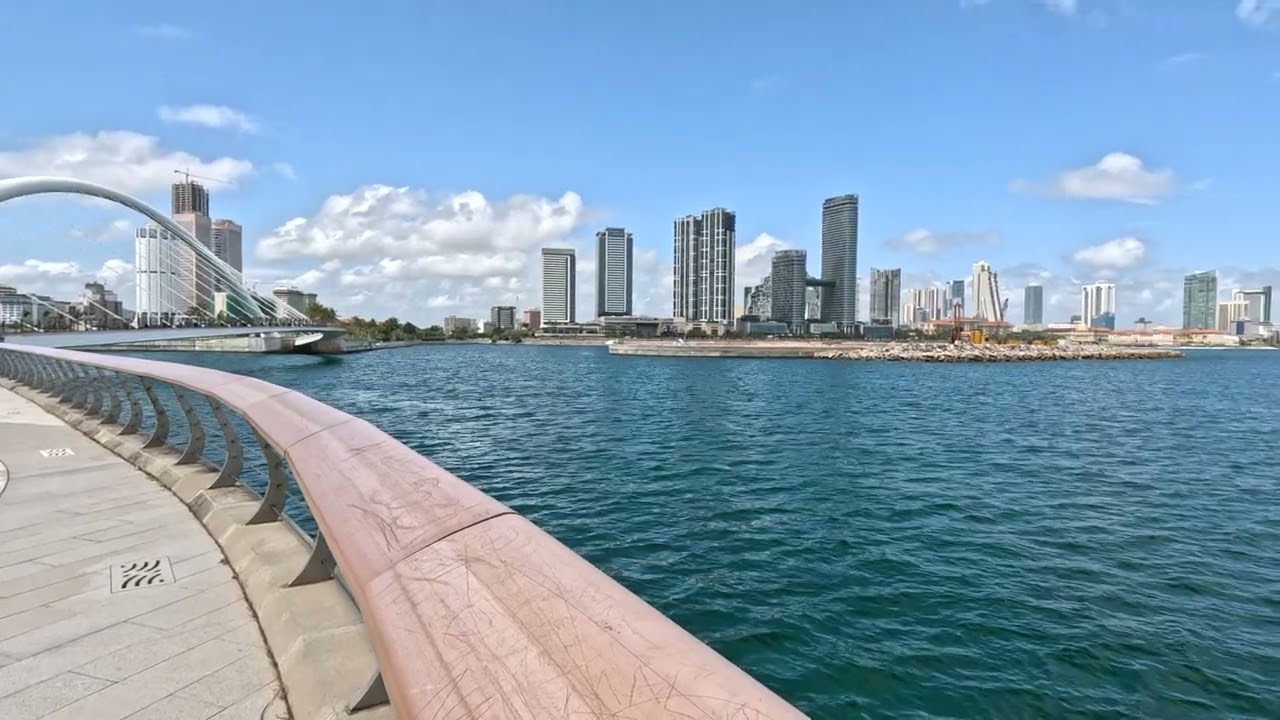 Afternoon Walk in Colombo Port City | 4K Walking Tour | Clear Sky & Peaceful Vibes