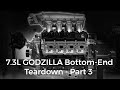 7.3L Godzilla Ford V8 Bottom End Teardown — How Big Can this Engine GO?  Crank, Rods, Piston, Block