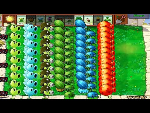 видео: Plants vs Zombies - Peashooter, gatling pea, snow pea, fume shroom vs Gargantuar