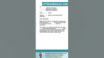 Reminder Letter for An Event - Sample Reminder Letter for An Event