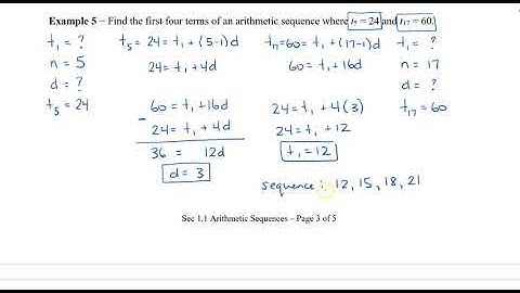 Math 11 - Sec 1.1 Arithmetic Sequence Applications