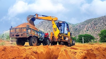 New Jcb 3dx eco xpert loading Mud in Massey 1035 and 241 di tractors । Jcb and tractor cartoon