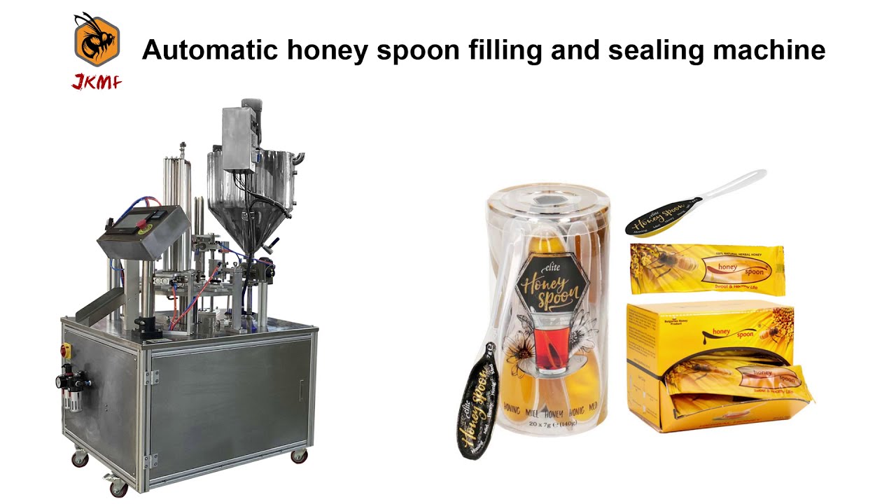 The popular honey packing ideas！honey spoon filling and sealing machine honey spoon packing machine