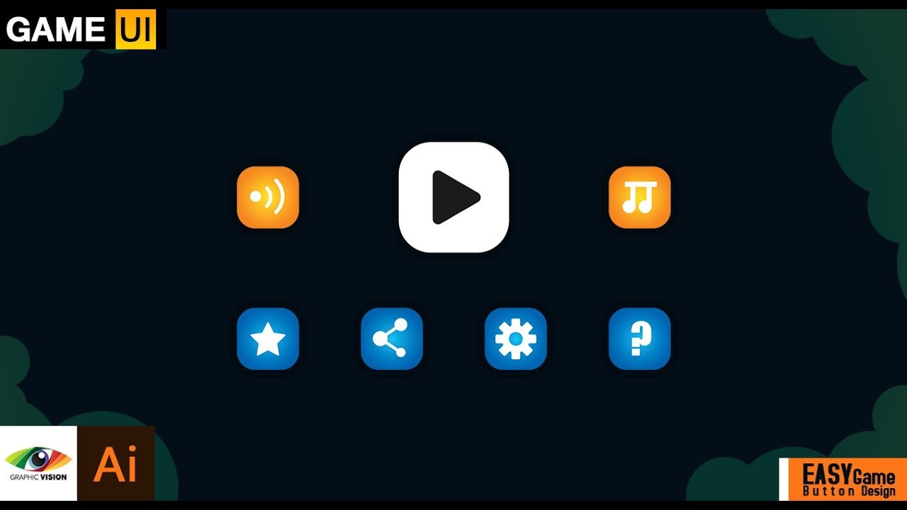 How To Create Super Easy Game Buttons Ui Design Mobile Game Menu Youtube