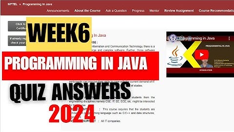 NPTEL PROGRAMMING IN JAVA WEEK6 QUIZ ASSIGNMENT SOLUTIONS 2024 | SWAYAM FEB 2024 | IIT KHARAGPUR