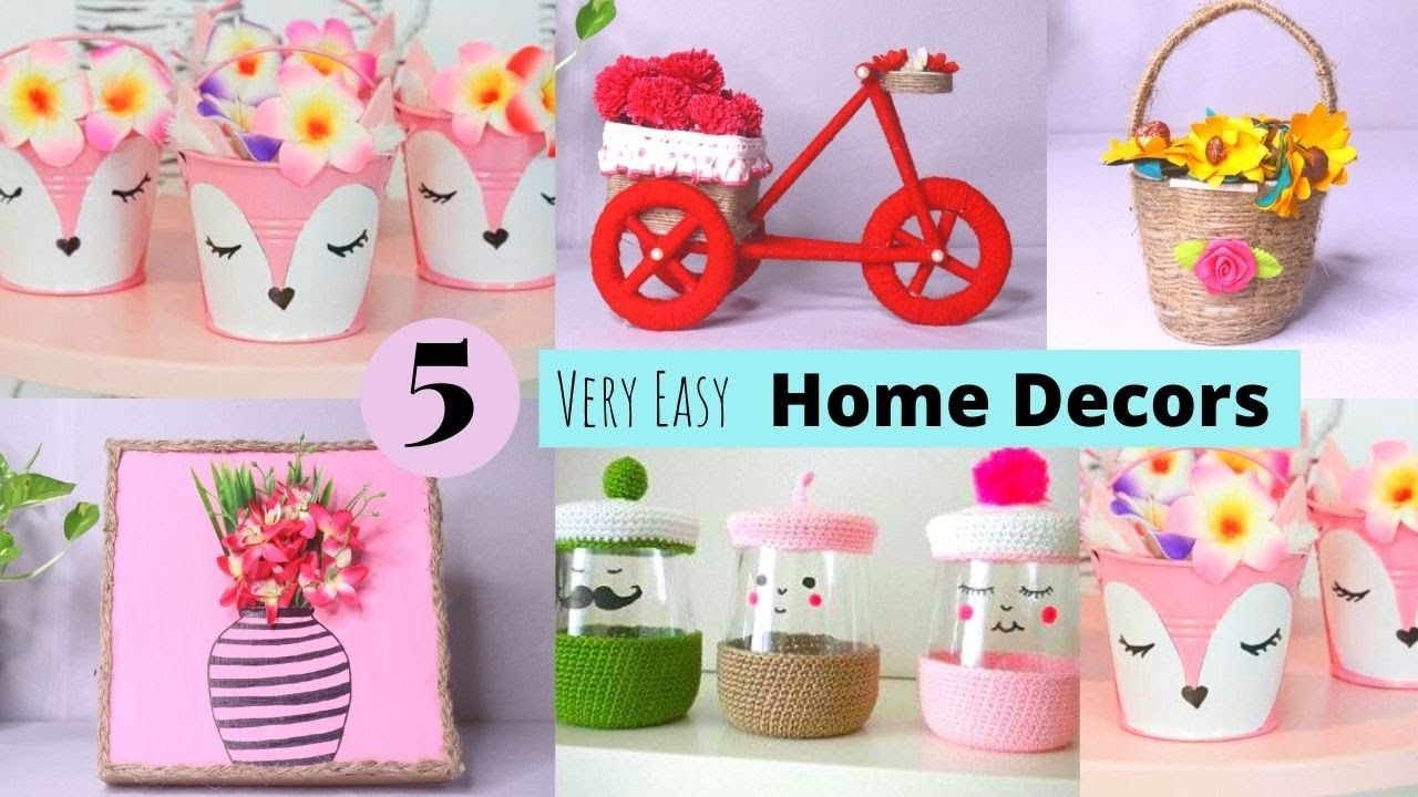 5 Home Decor Crafts/ Very Easy Room Decors and Organizers Crafts ...