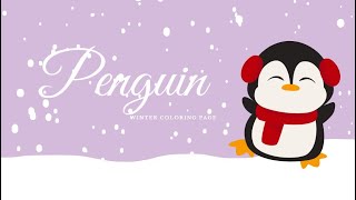 Penguin - winter colouring page