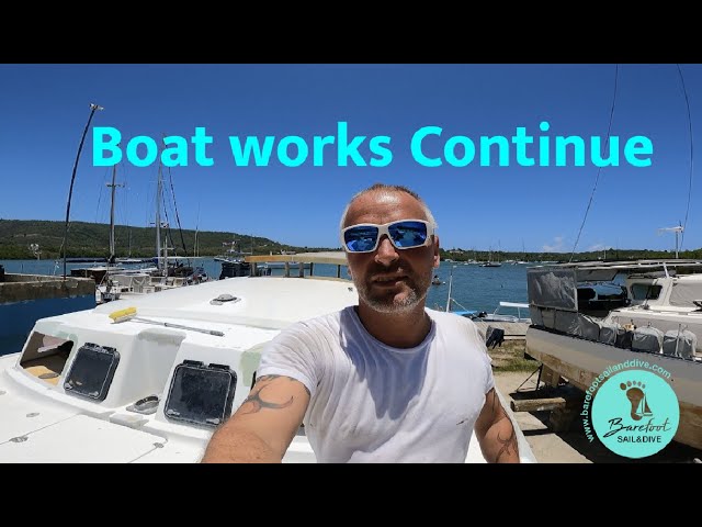 Back to BOAT WORKS: Cutting Our New Windows (S2 E81 Barefoot Sail and Dive)