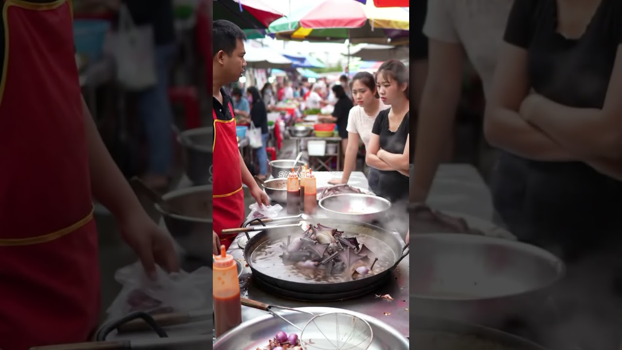 “Would You Dare to Try This Bat Dish at a Traditional Market? 🦇🍲”