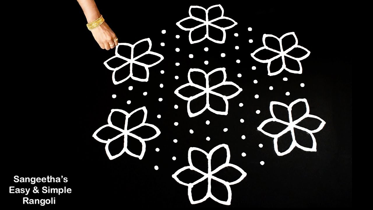 Dot Rangoli: 13 to 7 dots | Beautiful New year Rangoli designs ...