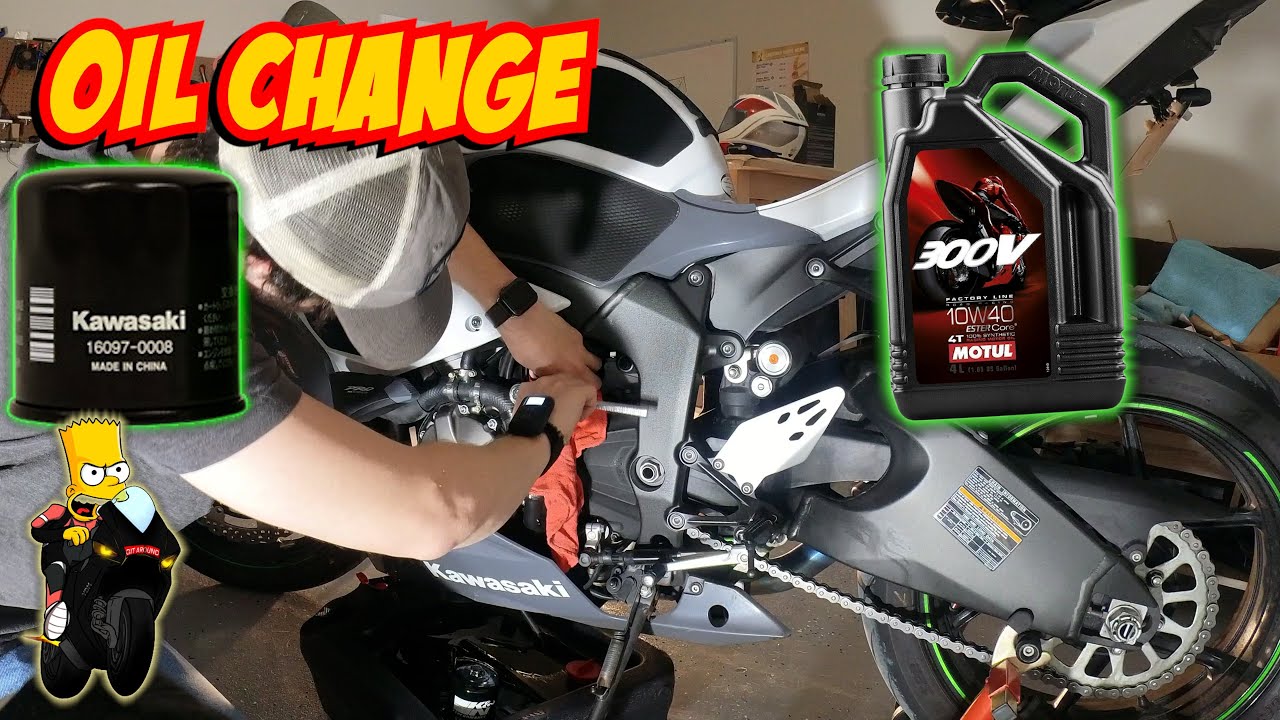2021 Kawasaki Ninja ZX6R Oil Change Motul 300V 10W40 YouTube