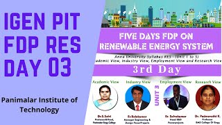 IGEN-Panimalar - Day 03- Faculty Development Program on Renewable Energy Resources
