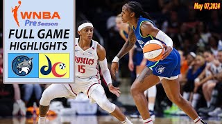Minnesota Lynx vs Washington Mystics FULL GAME | May 07,2024 | WNBA Preseason 2024