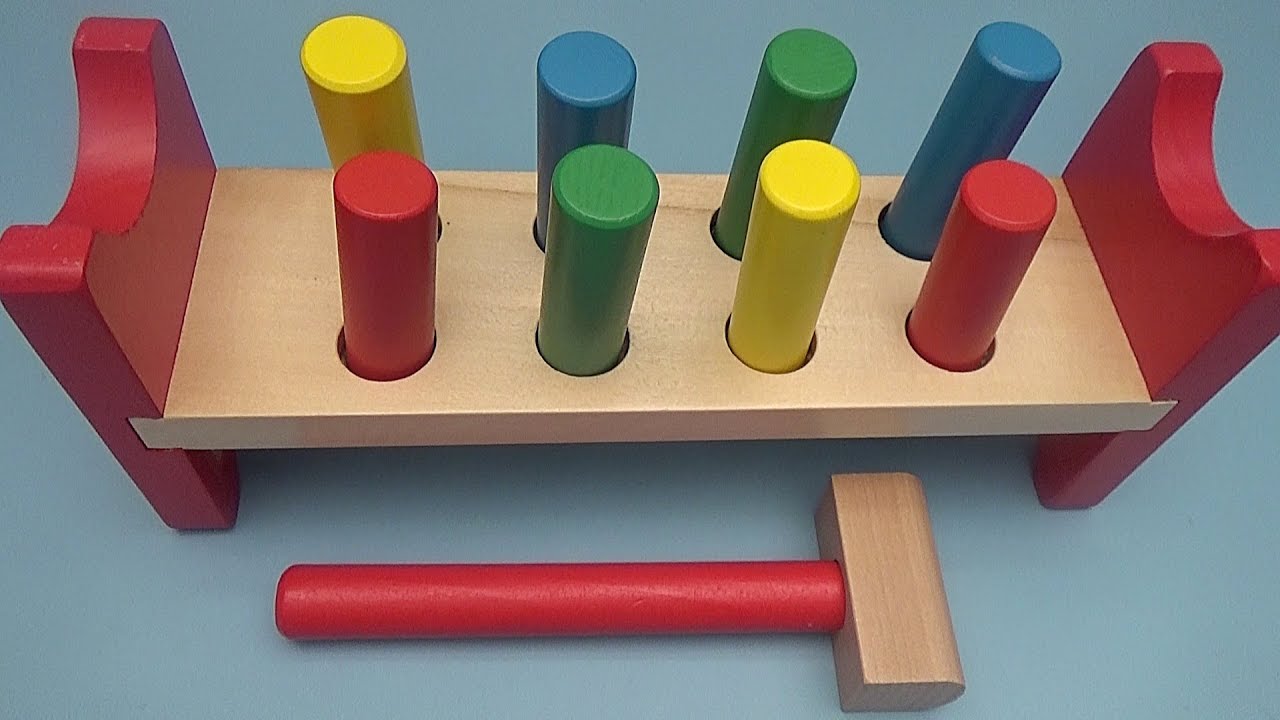 Learn Colours! Learn to Count! With a Fun Kids Wooden Hammer Toy! YouTube