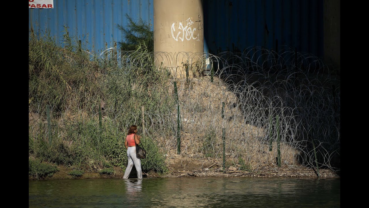 Drone Video of Rio Grande Border Crossing at Eagle Pass, Texas and ...