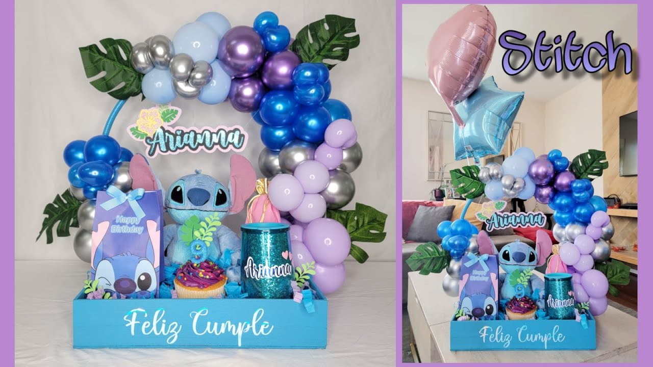 COMO HACER BOUQUET CON NUMERO GRANDE *IDEAS PARA FIESTA DE STICH  *DECORACION CON GLOBOS