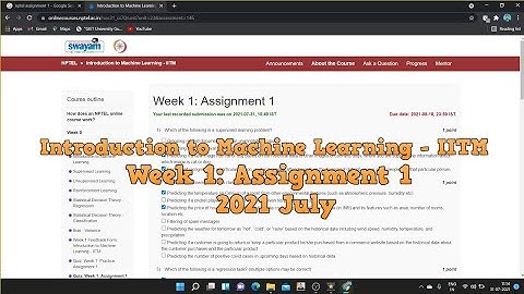 NPTEL » Introduction to Machine Learning – IITM Week 1: Assignment 1