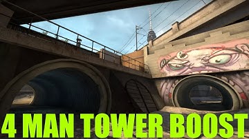CS:GO - 4 MAN TOWER BOOST ON OVERPASS