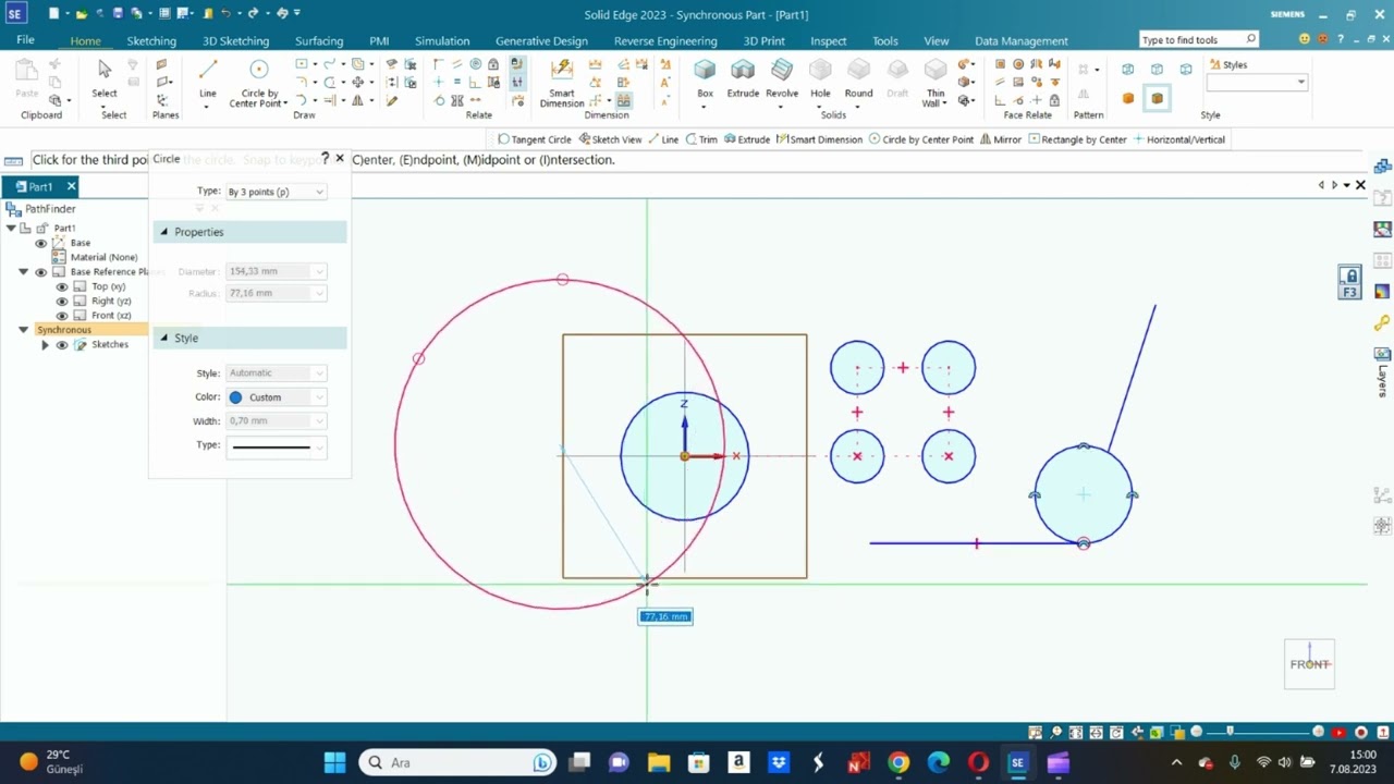 Solid Edge 2023 Eğitim Videoları -Sketch Komutları-2- Circle Ve Elips Komutu