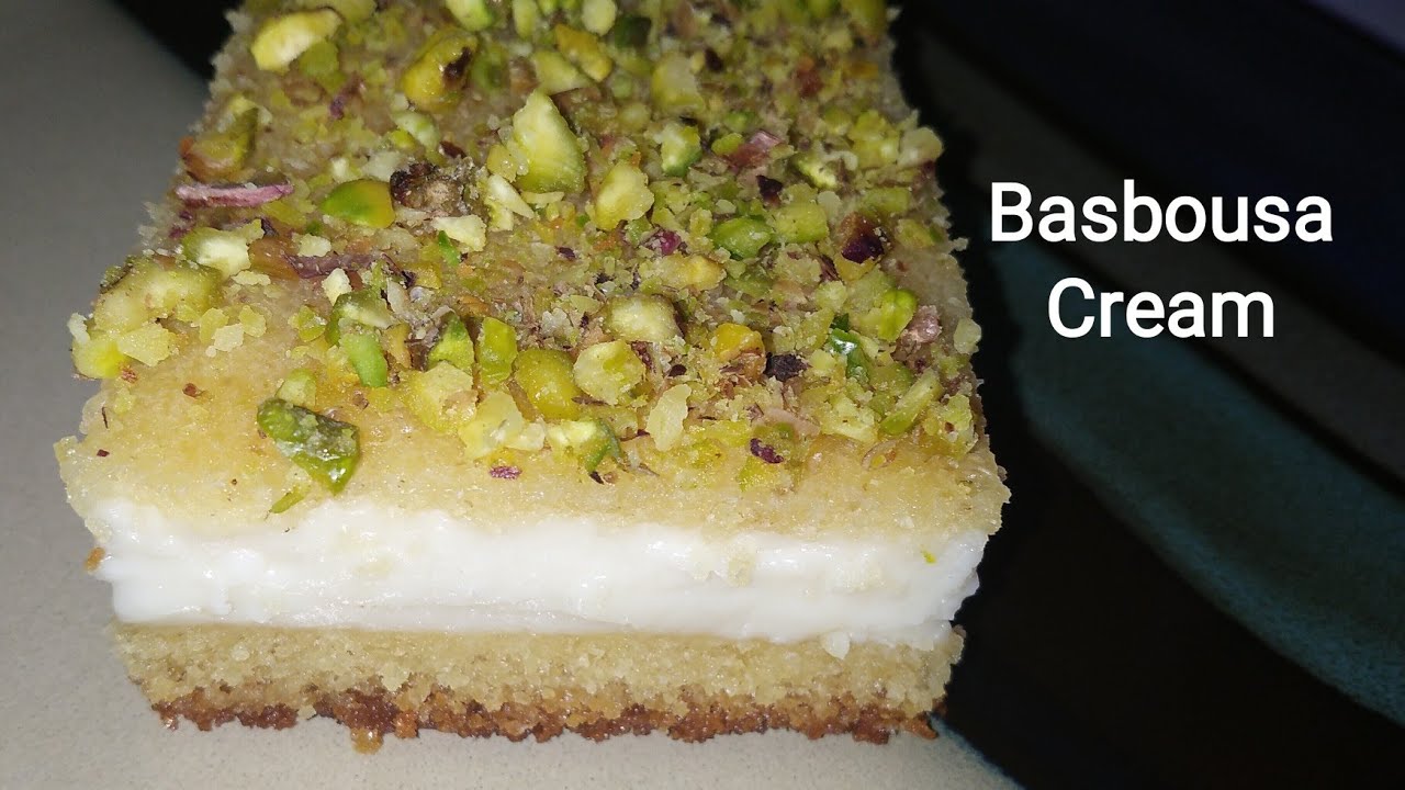 Arabic Dessert Basbousa without oven, Basbousa with cream, recipe by