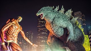 Colossal Titan becomes a Kid in front of Godzilla