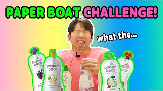 Paper Boat Challenge | Random Fruit Juice Challenge | Korean Try Indian Fruit Juice