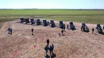 Cadillac Ranch/Texas, USA Drone view