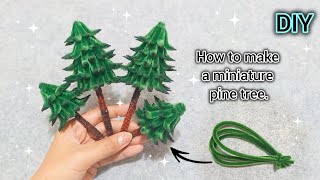 DIY Small pine tree | How to make a miniature pine tree with pipe cleaner | Fuzzy wire crafts 
