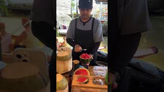 Watermelon Cubes With Coconut Ice Cream