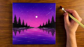 Simple Night Sky Painting | Easy Acrylic Painting | Acrylic Painting Step by Step