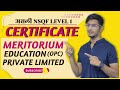 Original NSQF Level 1 Certificate 2025 | Meritorium Education (OPC) Private Limited | Alfez Raza