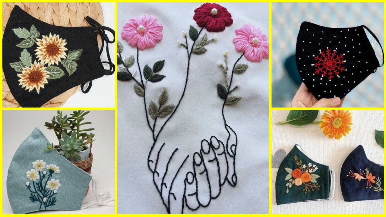 Diy easy hand embroidery flowers / latest mask embroidery design / embroidery for beginners