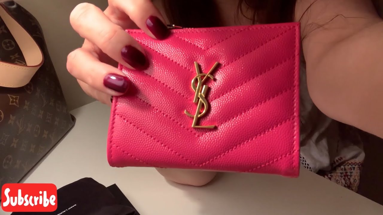 My YSL Fuxia/Fuchsia Collection and Review - Unboxing the Fuchsia Card Case  in Grain De Poudre! 
