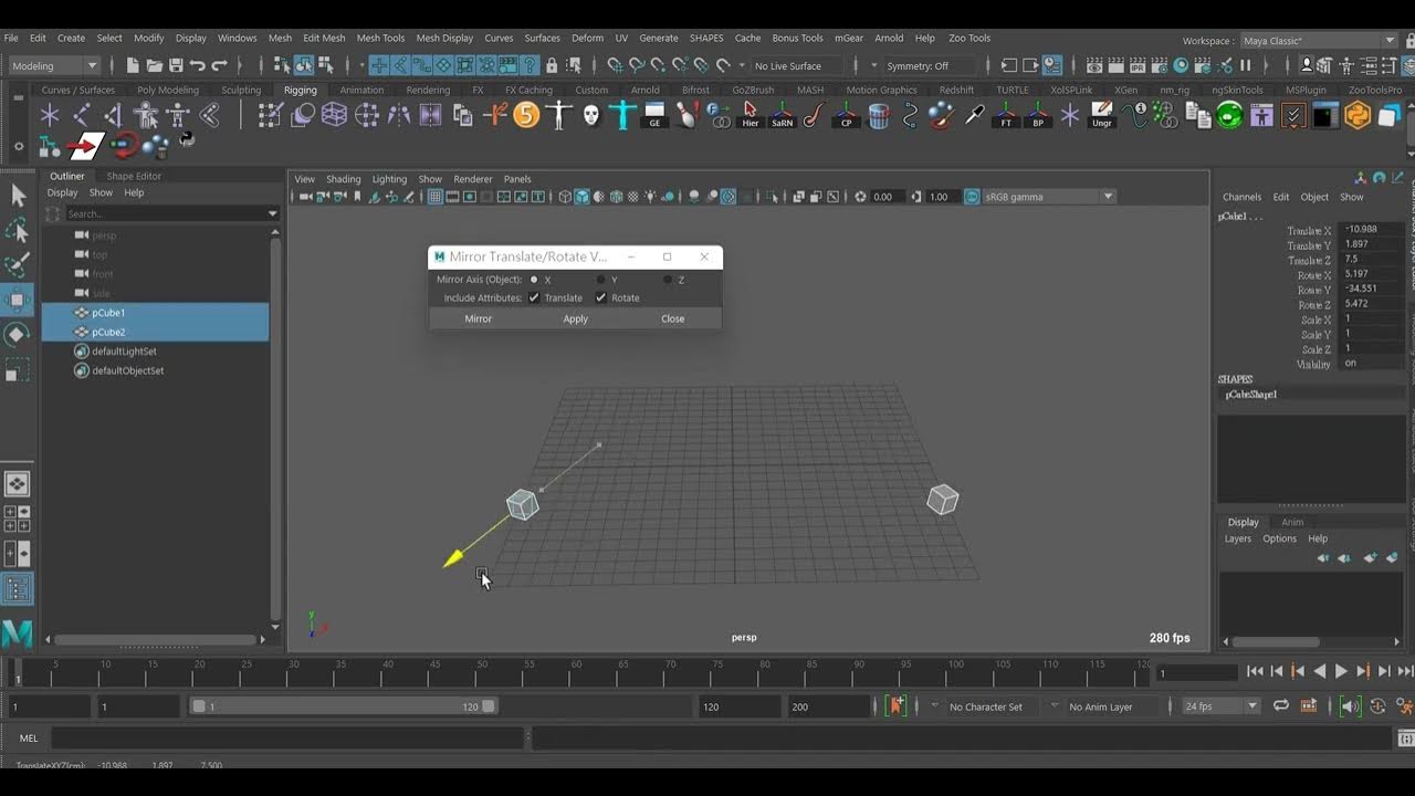 Maya Bonus Tool Mirror Translate/Rotate Values YouTube